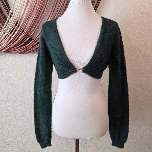 NWT Savage x Fenty Fluff It Up PJ Crop Top Botanical Green Sz M - Picture 1 of 6